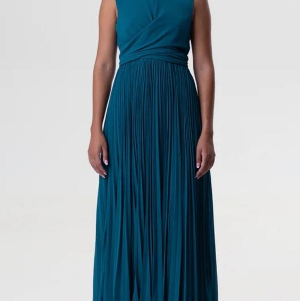 Fame and Partners Teal Seville ankle length evening dress